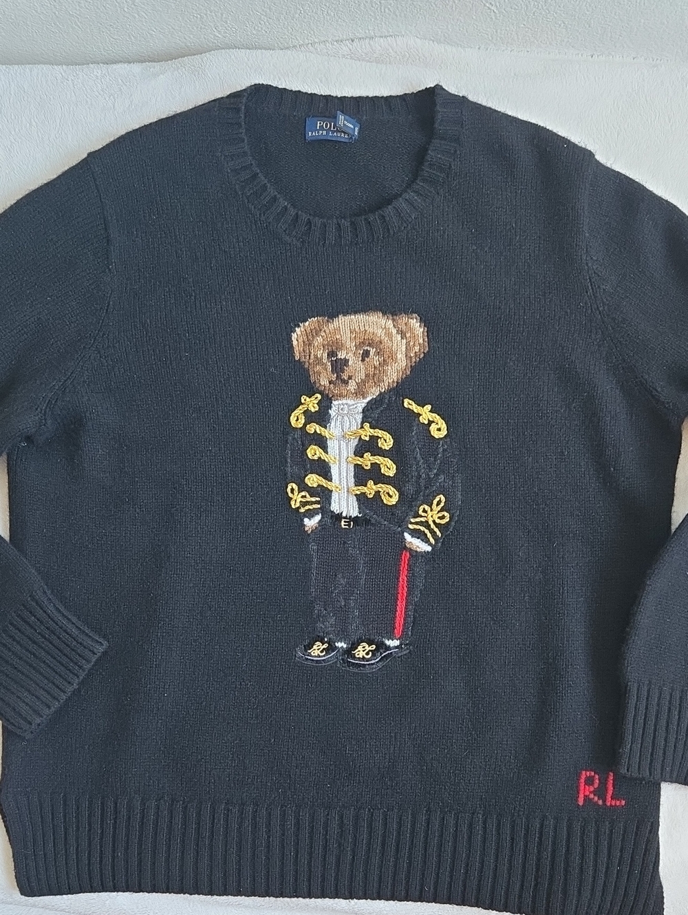 Polo by Ralph Lauren Black Wool Holiday Bear Jumper